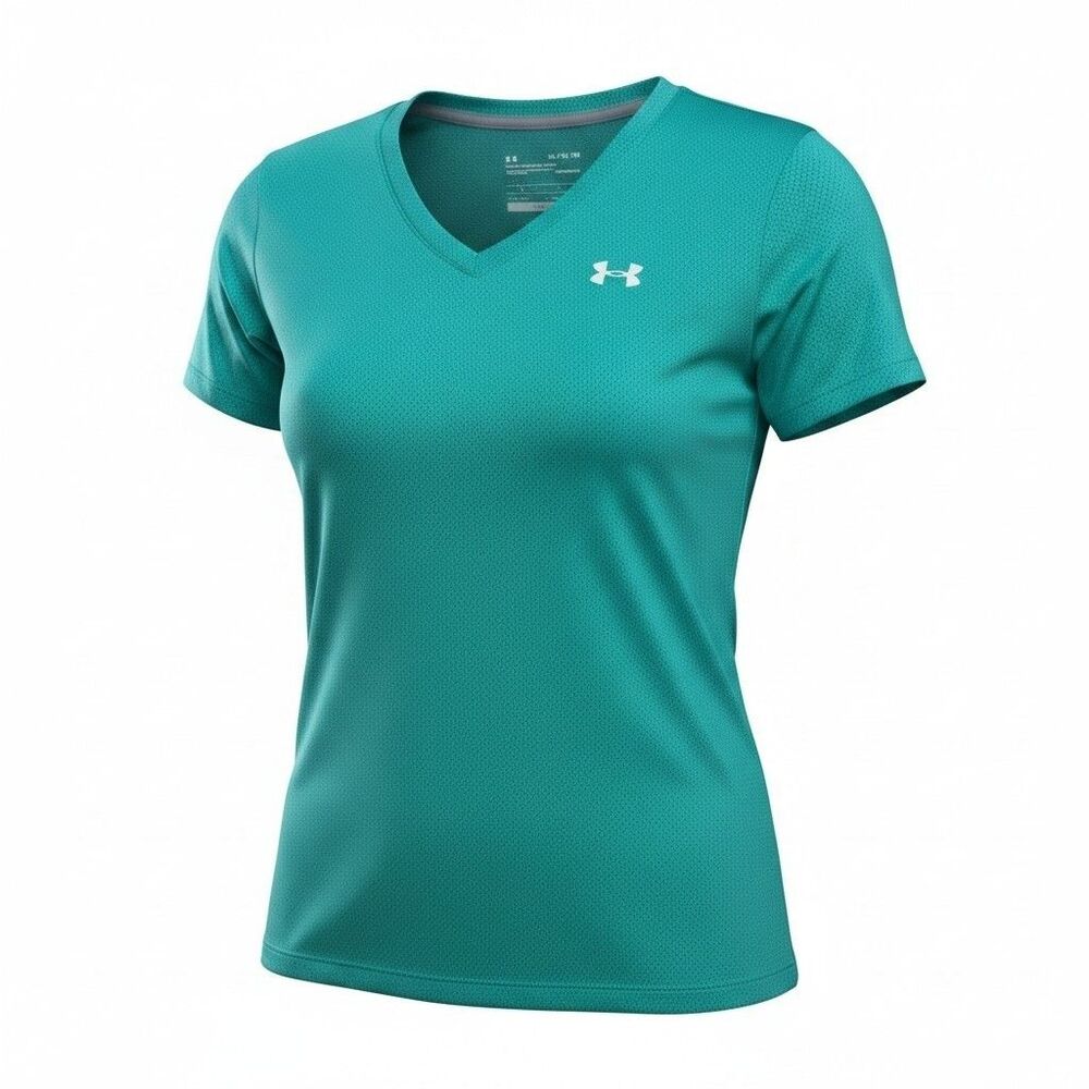 Under Armour Women's HeatGear Pinhole Mesh V-Neck Short Sleeve Training Shirt XL